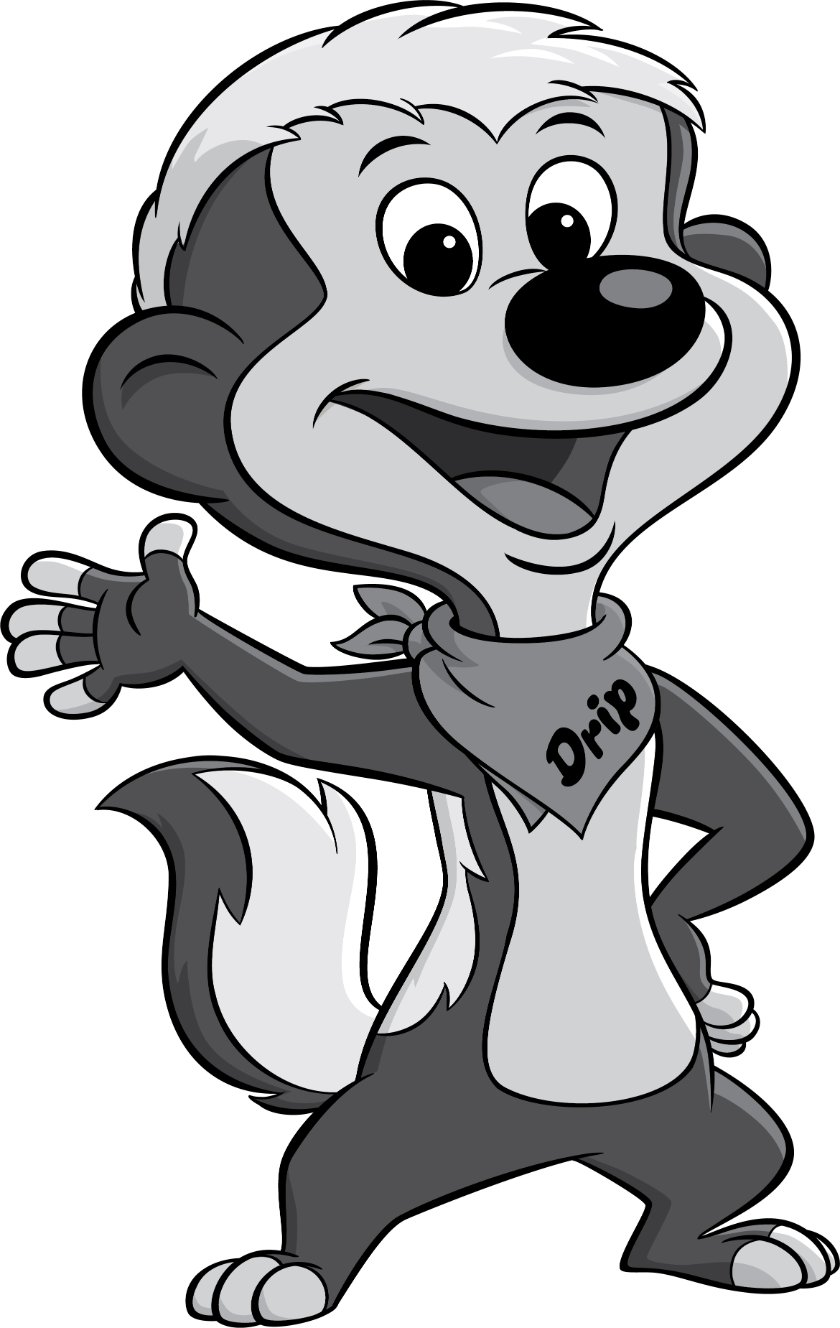 Drip the honey badger, Honee's mascot, waving